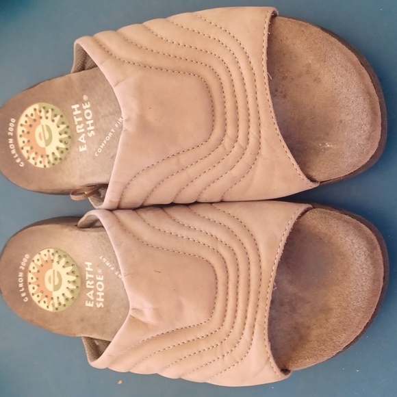 Earth Shoe Slides/Sandals Womens Sz  6 Leather Comfort Gelron 2000 - Picture 1 of 5